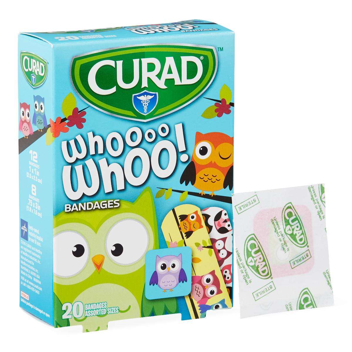 Curad Busy Bugs Owl Bandages - Fun Adhesive Bandages for Kids with Non-Stick Pads