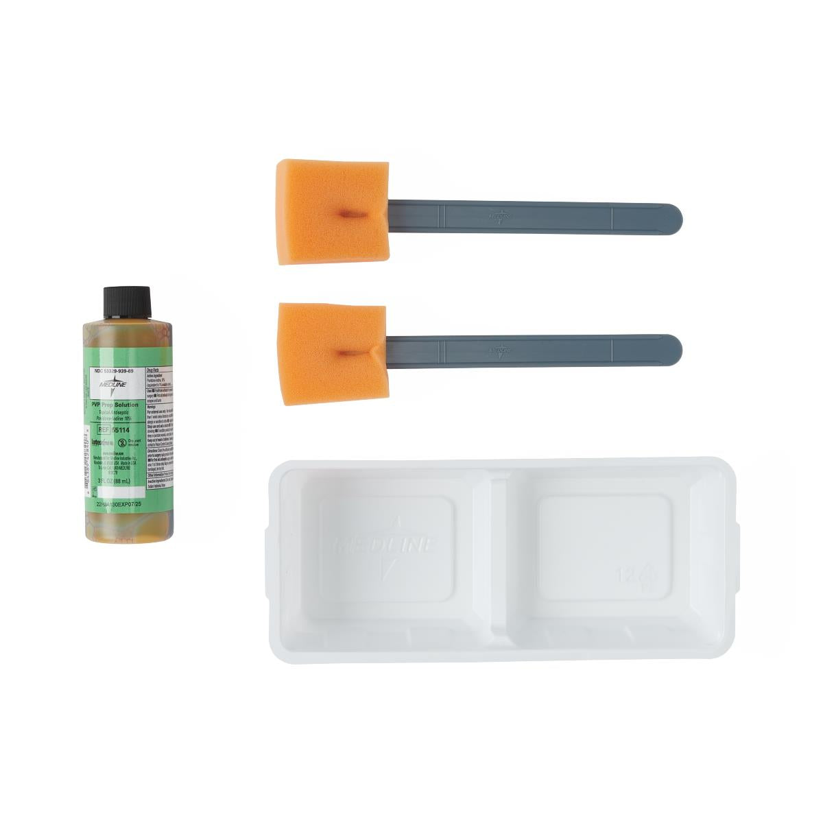 PVP Paint Sponge Stick with 2 Compartment Tray - Sterile Surgical Prep Kit (Case of 20)