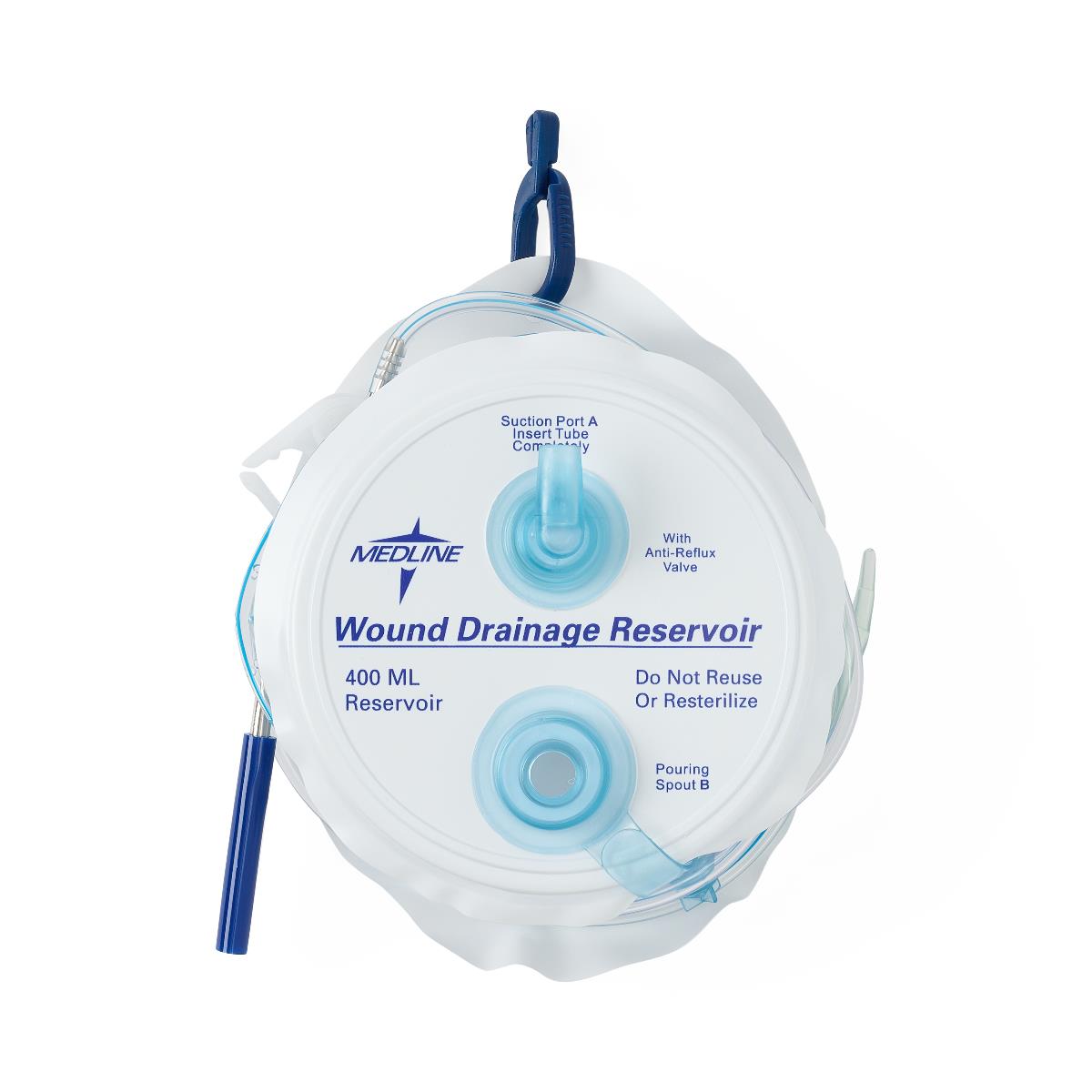 Medline 400cc PVC Closed Wound Suction Evacuator Kit - Complete Drainage System with Silicone Tubing