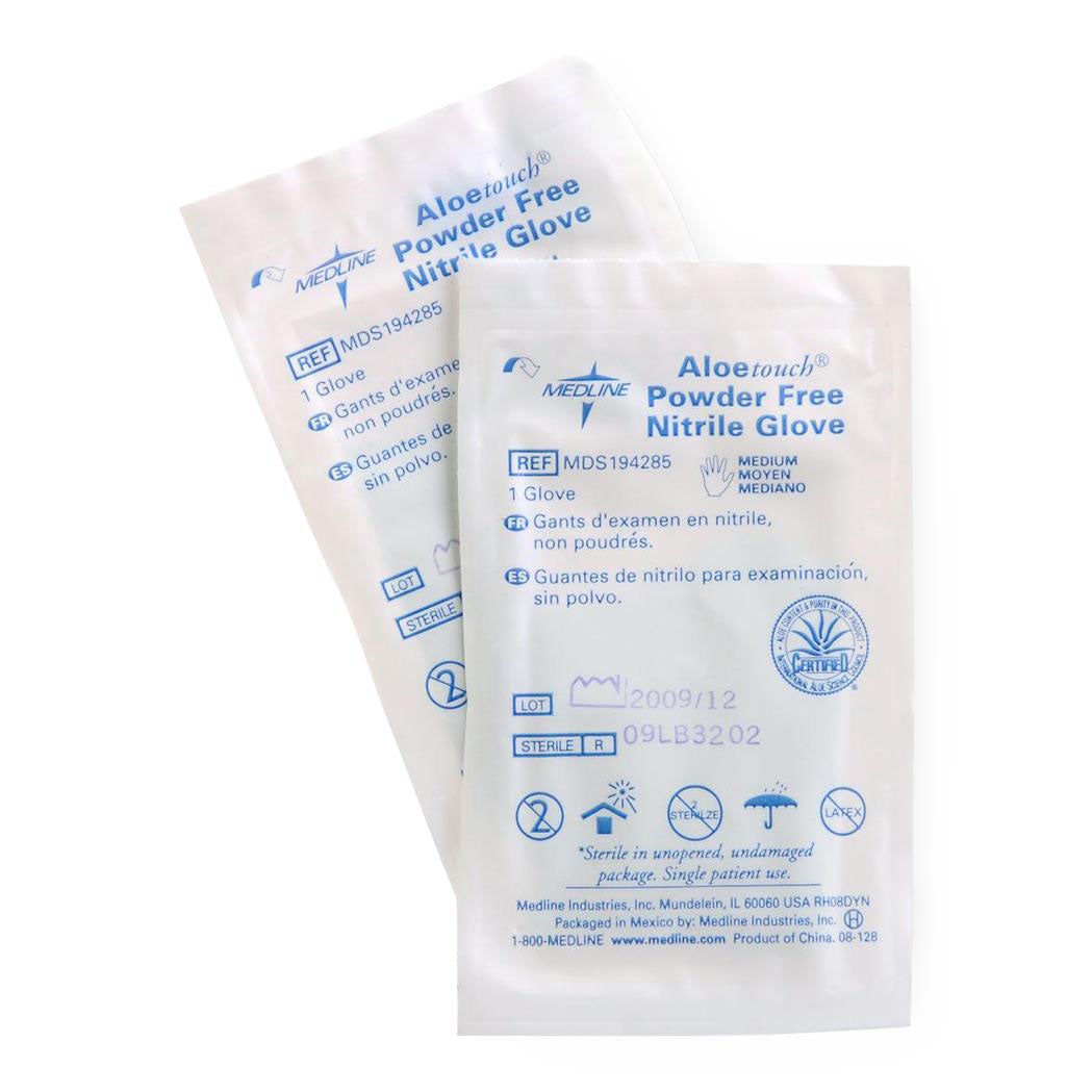 Aloetouch Sterile 9" Powder-Free Nitrile Exam Gloves with Aloe Coating - Medical Grade Protection