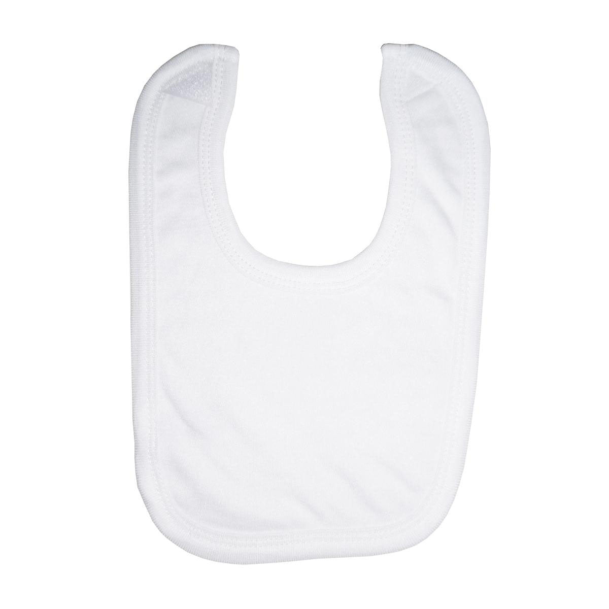 Knit Infant Bibs with Hook-and-Loop Closure, White Cotton - 12 Pack