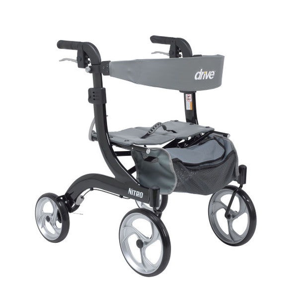 Nitro Aluminum Rollator, Hemi Height, 10" Casters