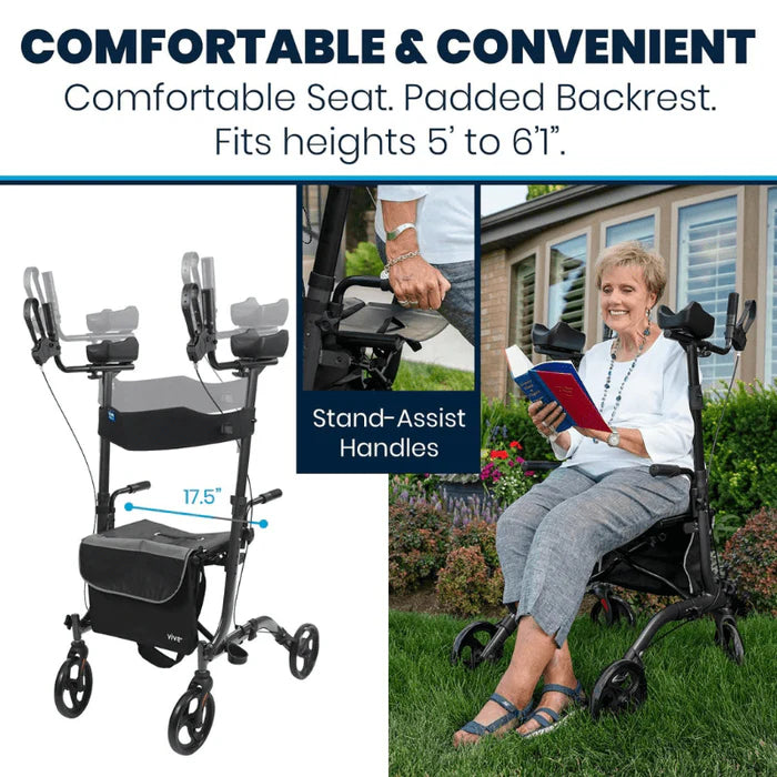 Upright Rollator - Walker with Foldable Transport Seat