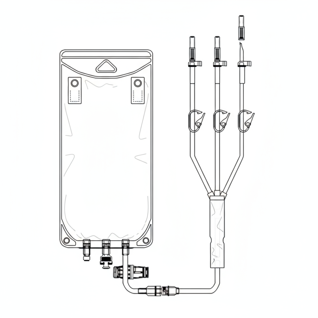 Back view of leg bag