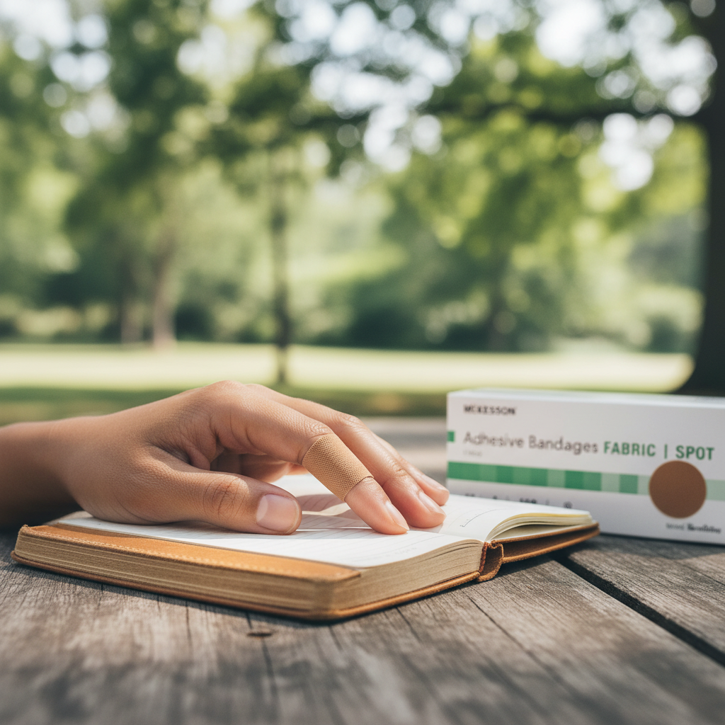 Bandage applied on hand