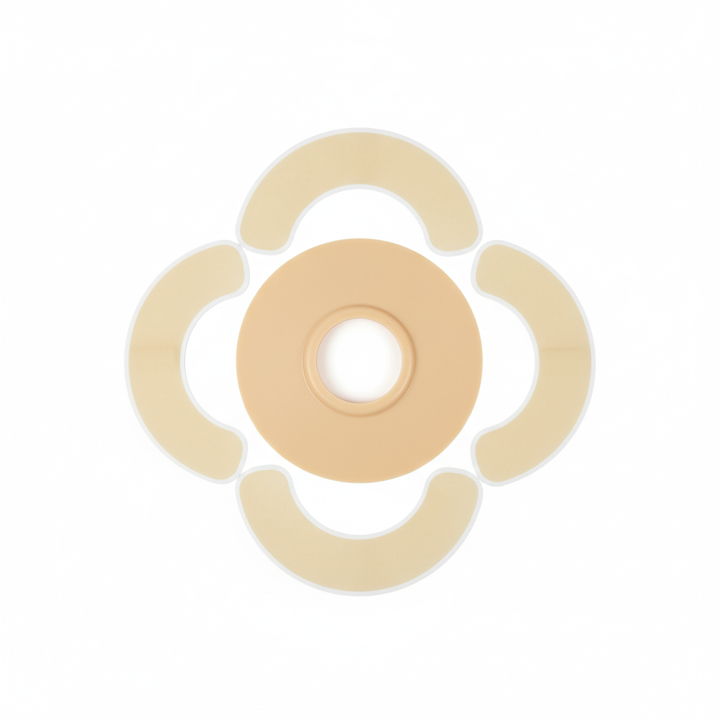 Barrier strips arranged around ostomy flange