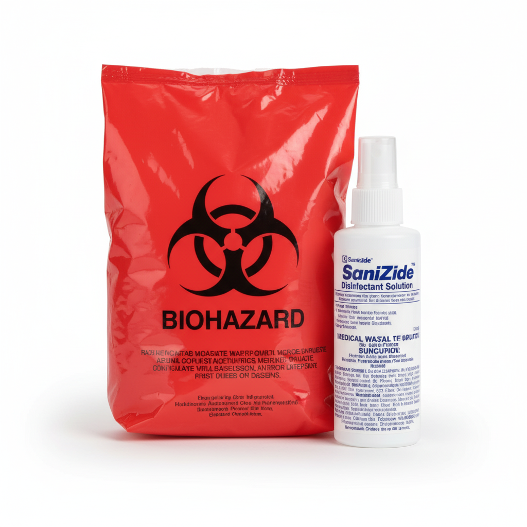 Biohazard Bag and Disinfectant