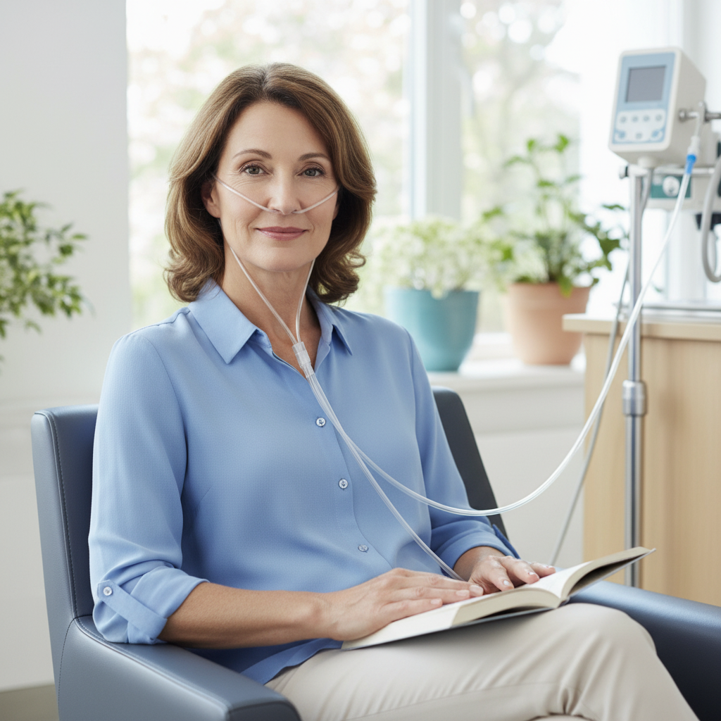 Cannula in use on patient