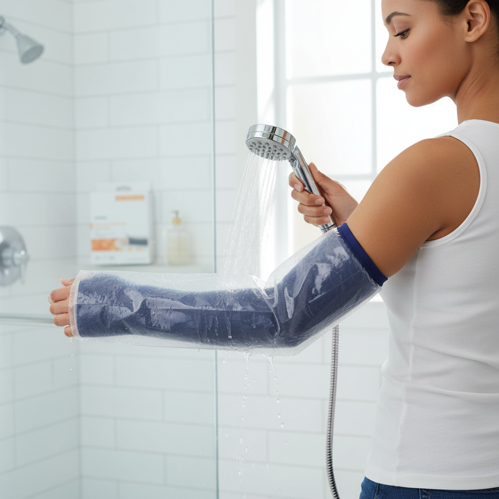 Cast protector in use on arm