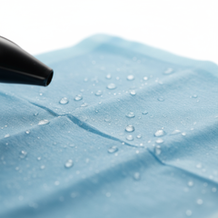 Close-up of blue SMS fabric texture