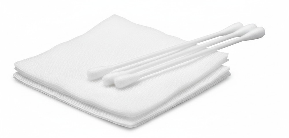 Close-up of cotton applicators and gauze