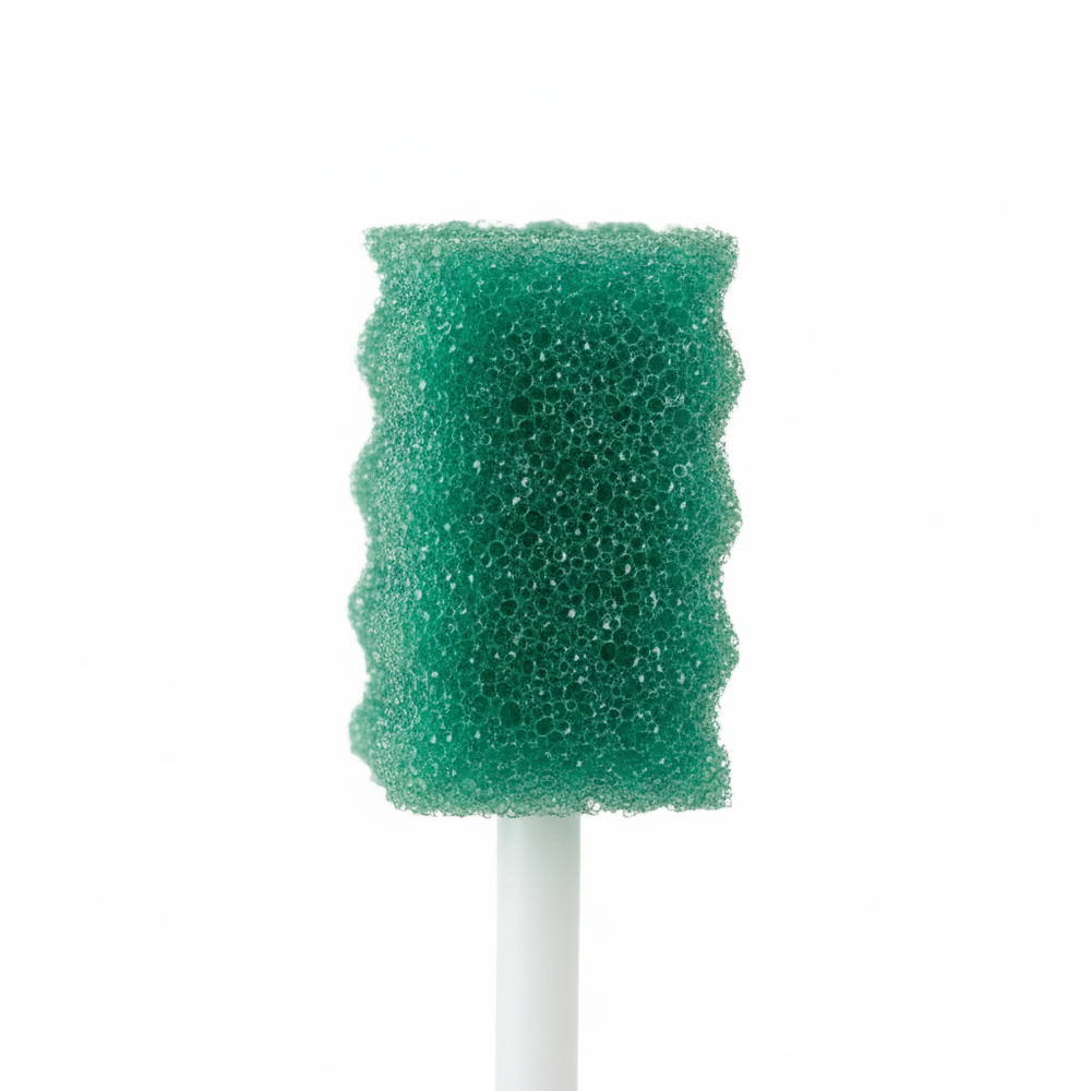 Close-up of DenTips foam swabs