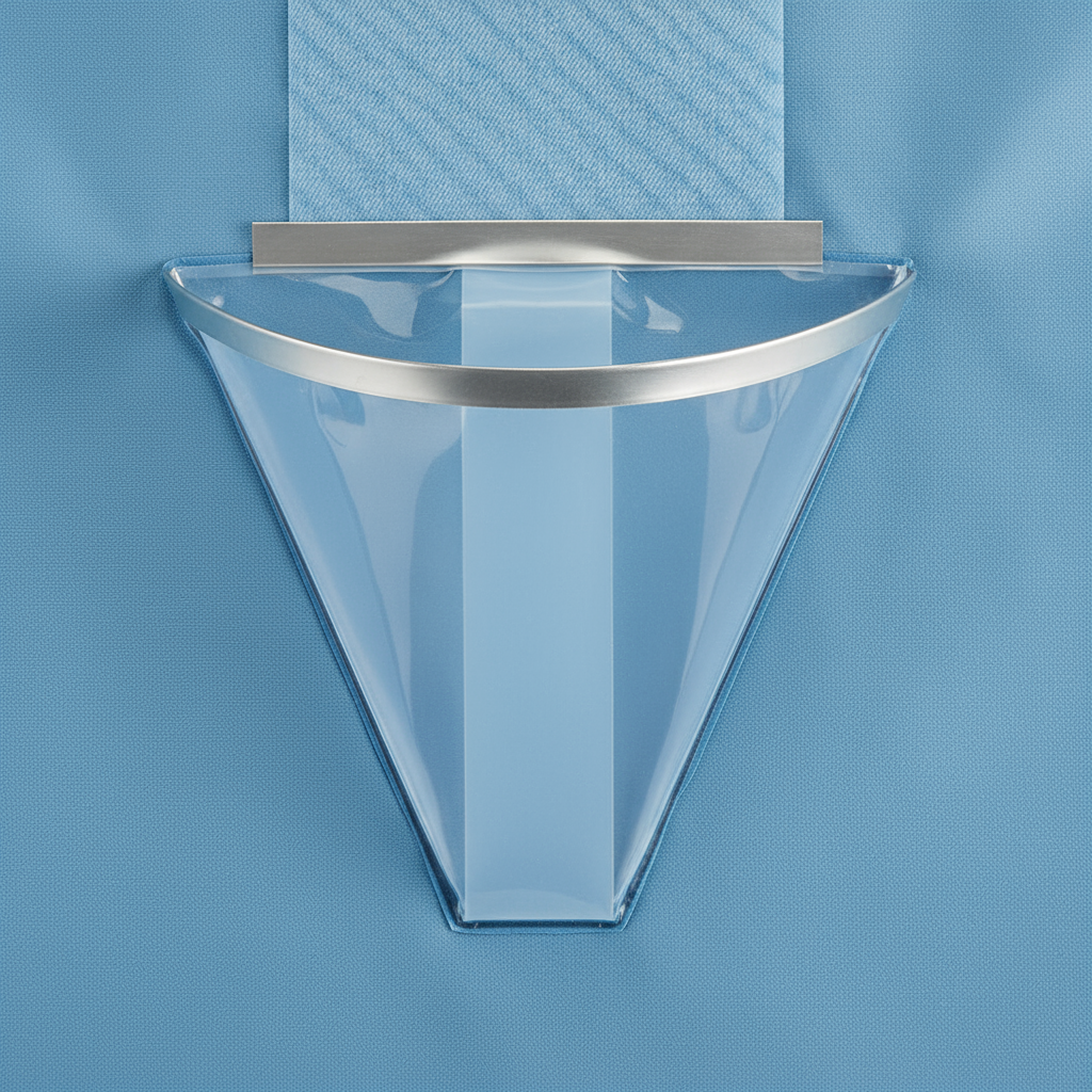 Close-up of fluid collection pouch