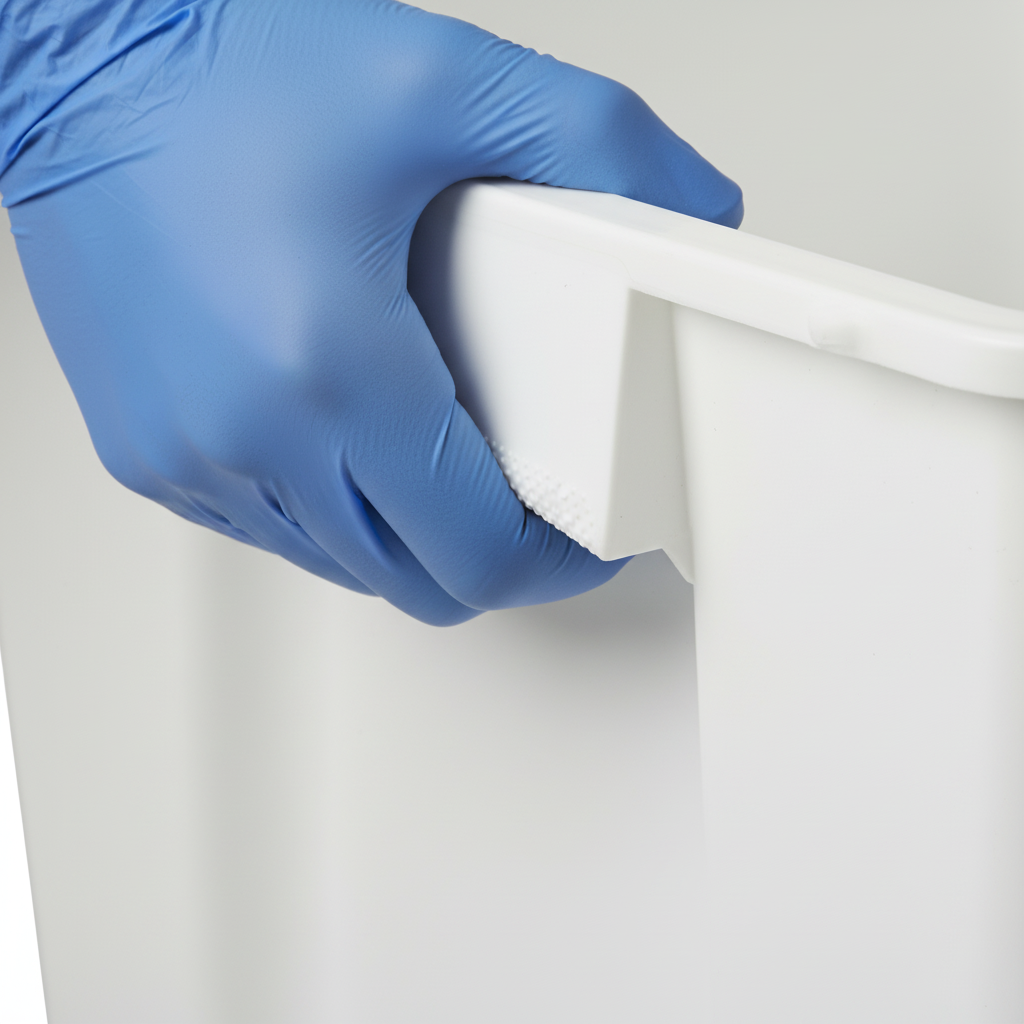 Close-up of integrated side handles