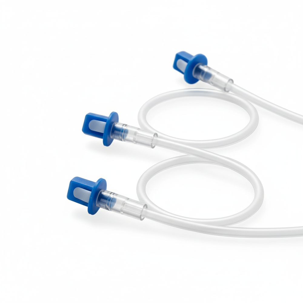 Close-up of needle-free Y-port connectors