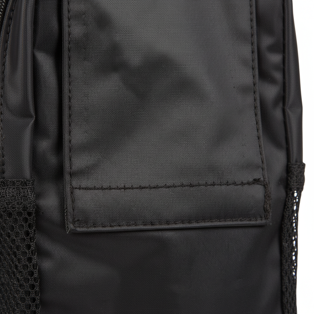 Close-up of nylon material and stitching