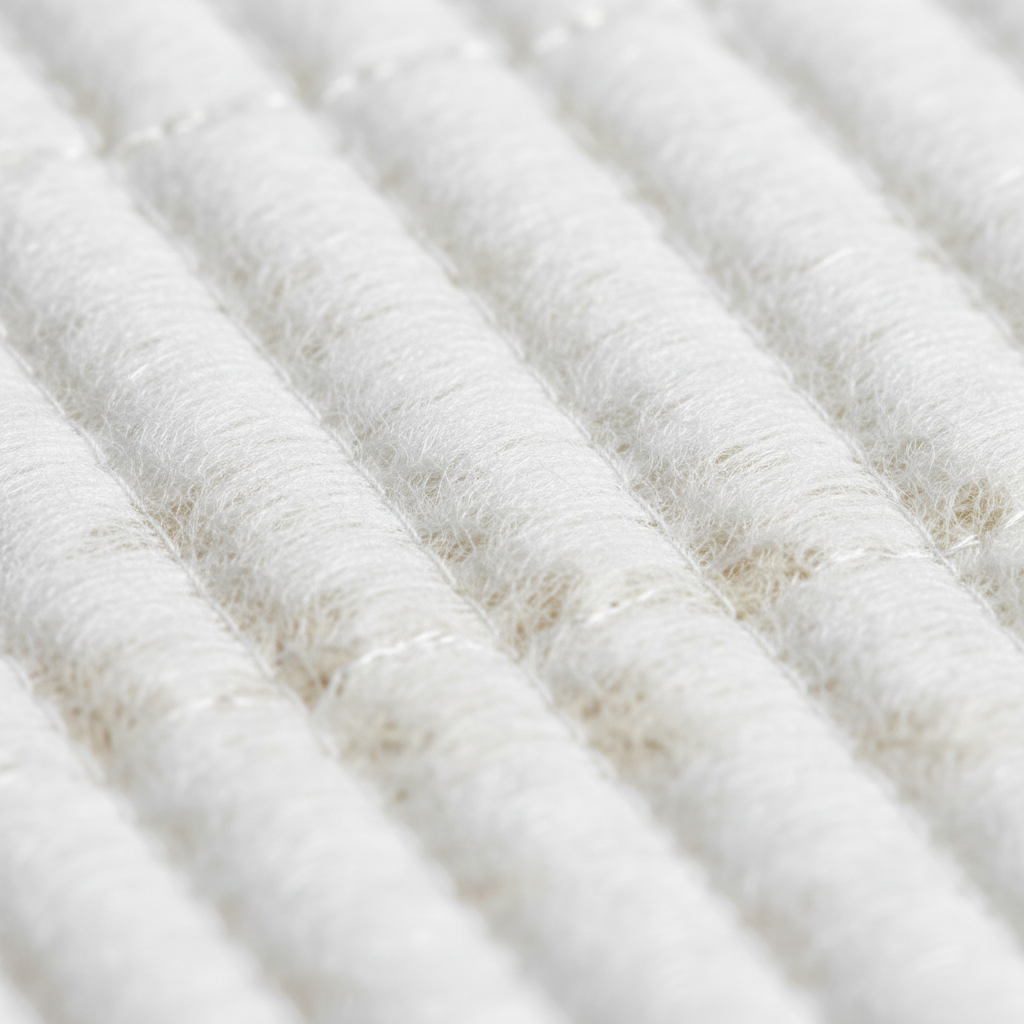 Close-up of quilting pattern and fiber structure