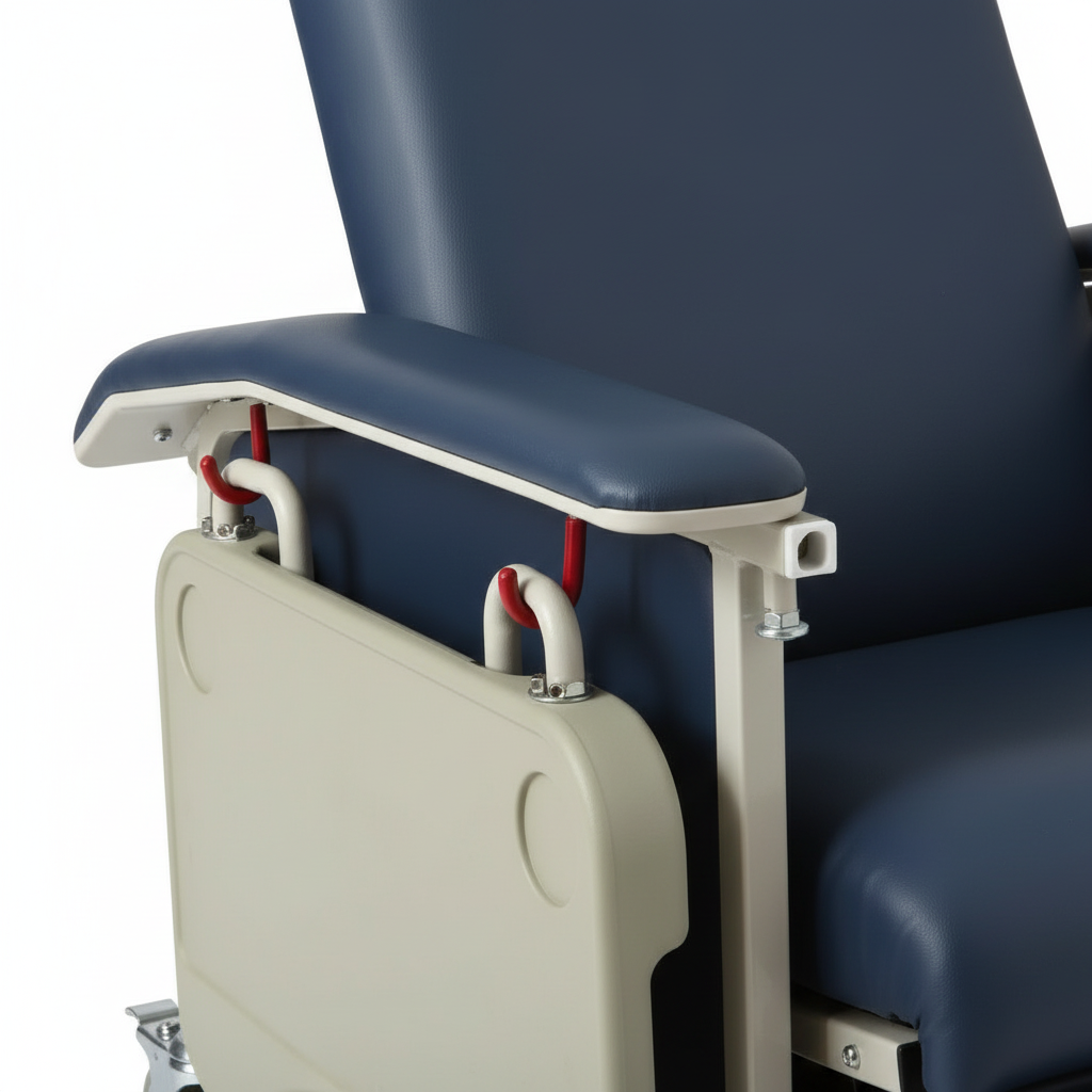 Close-up of sturdy armrests