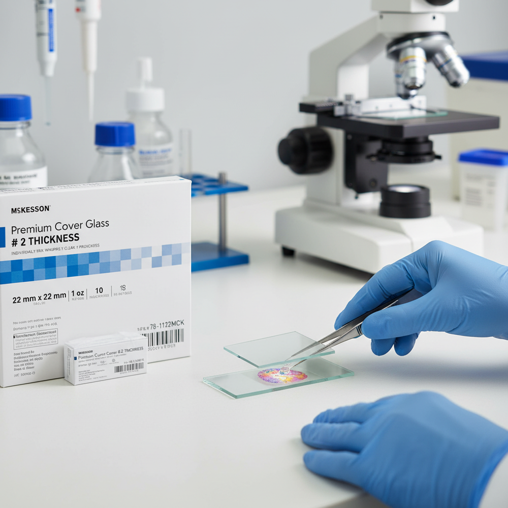 Cover glass mounted on slide with specimen