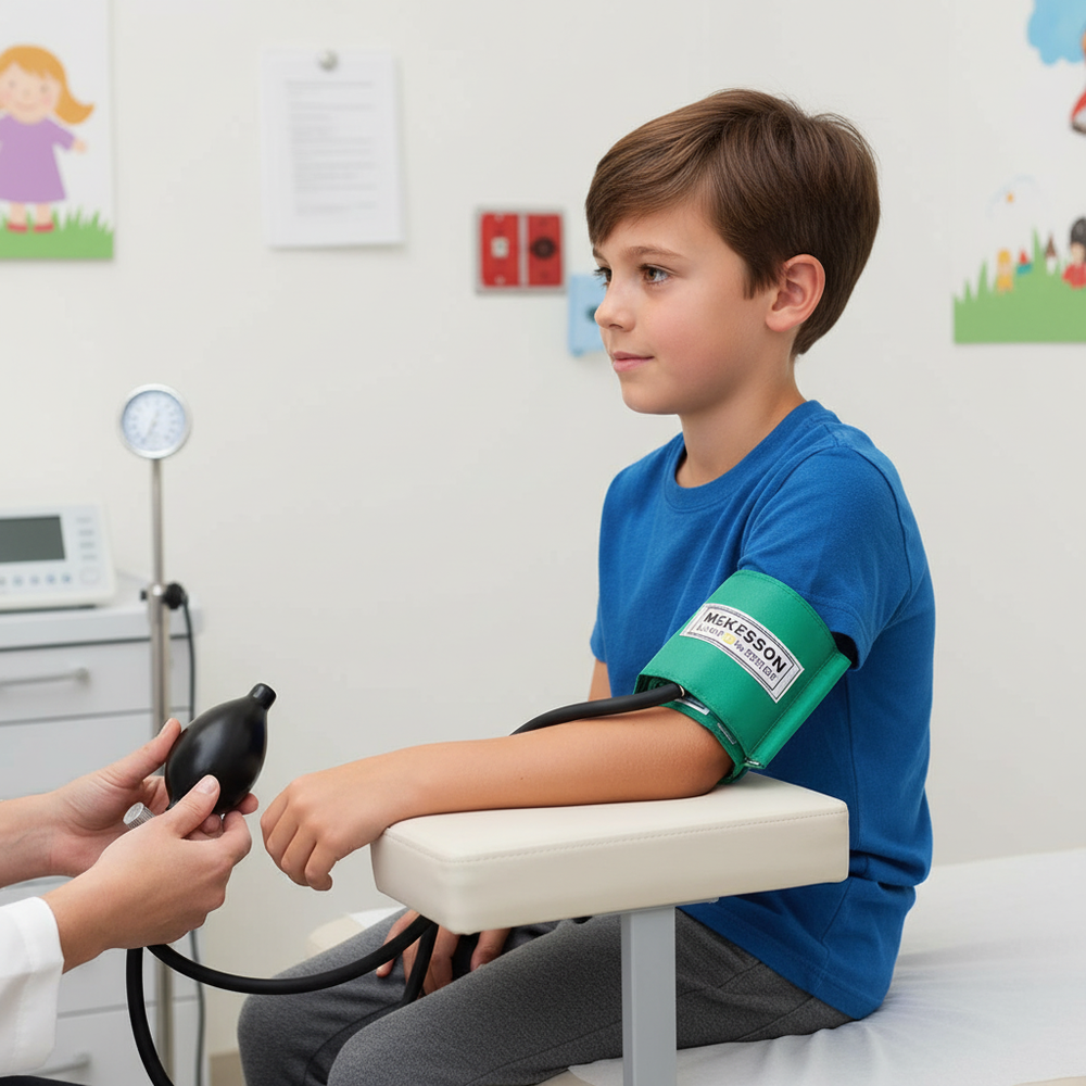 Cuff properly positioned on pediatric patient