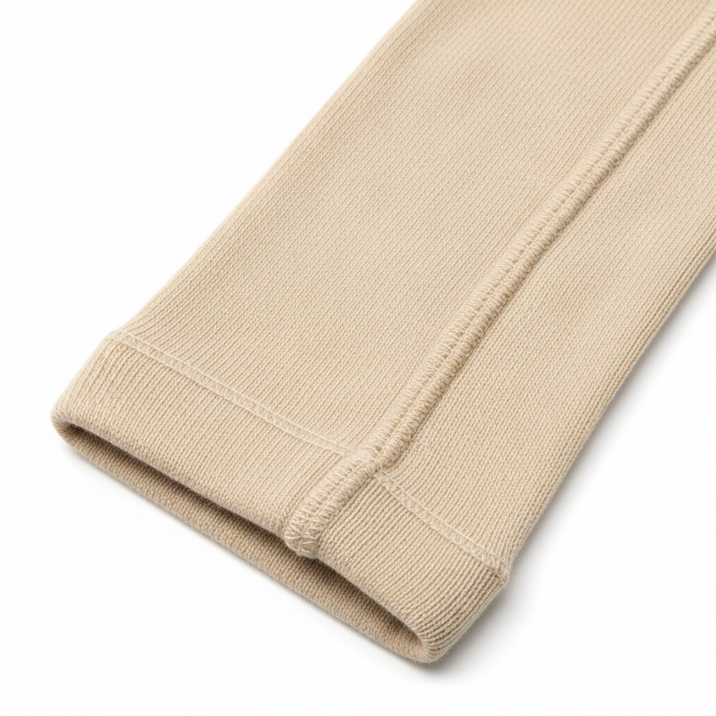 Detail of knitted fabric and seams