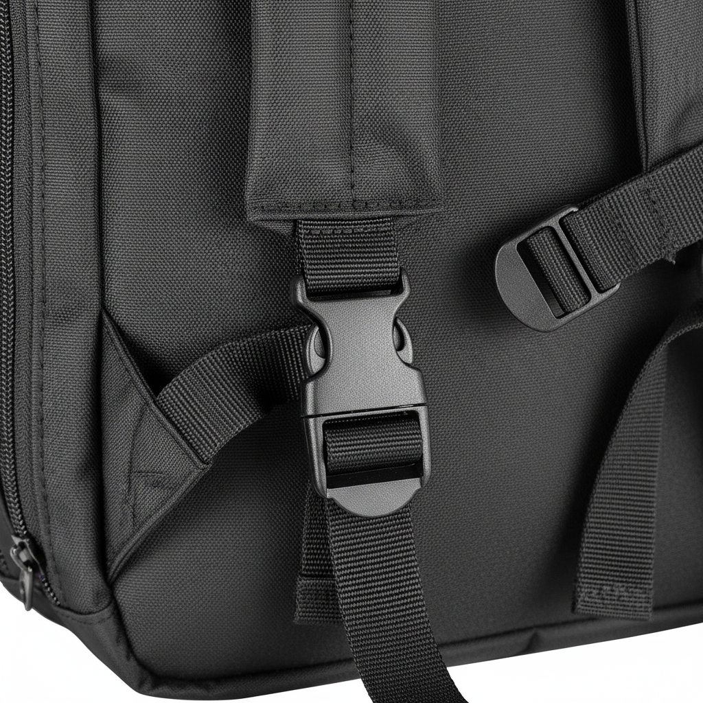 Detail shot of polypropylene buckles and straps