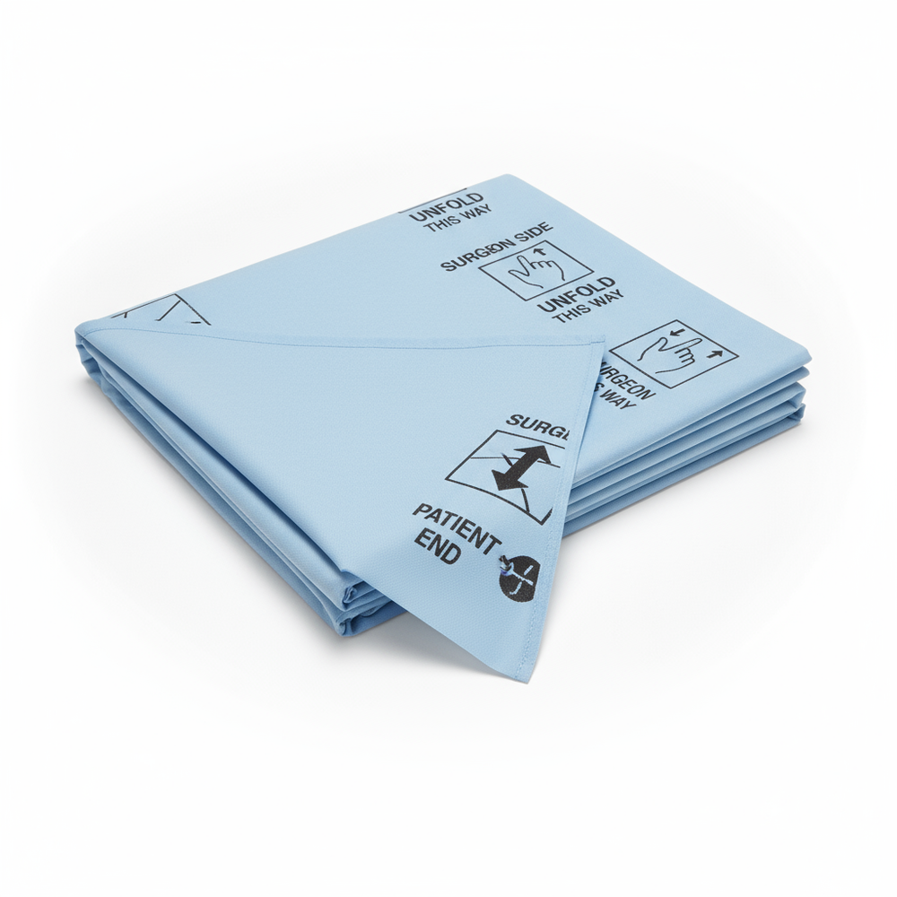 Drape partially unfolded showing reverse fold