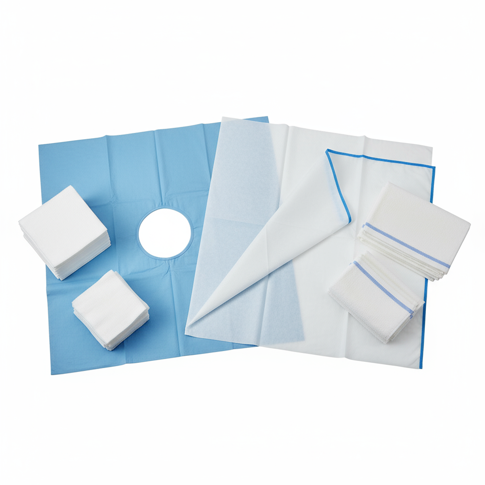 Drapes, gauze, and towels display