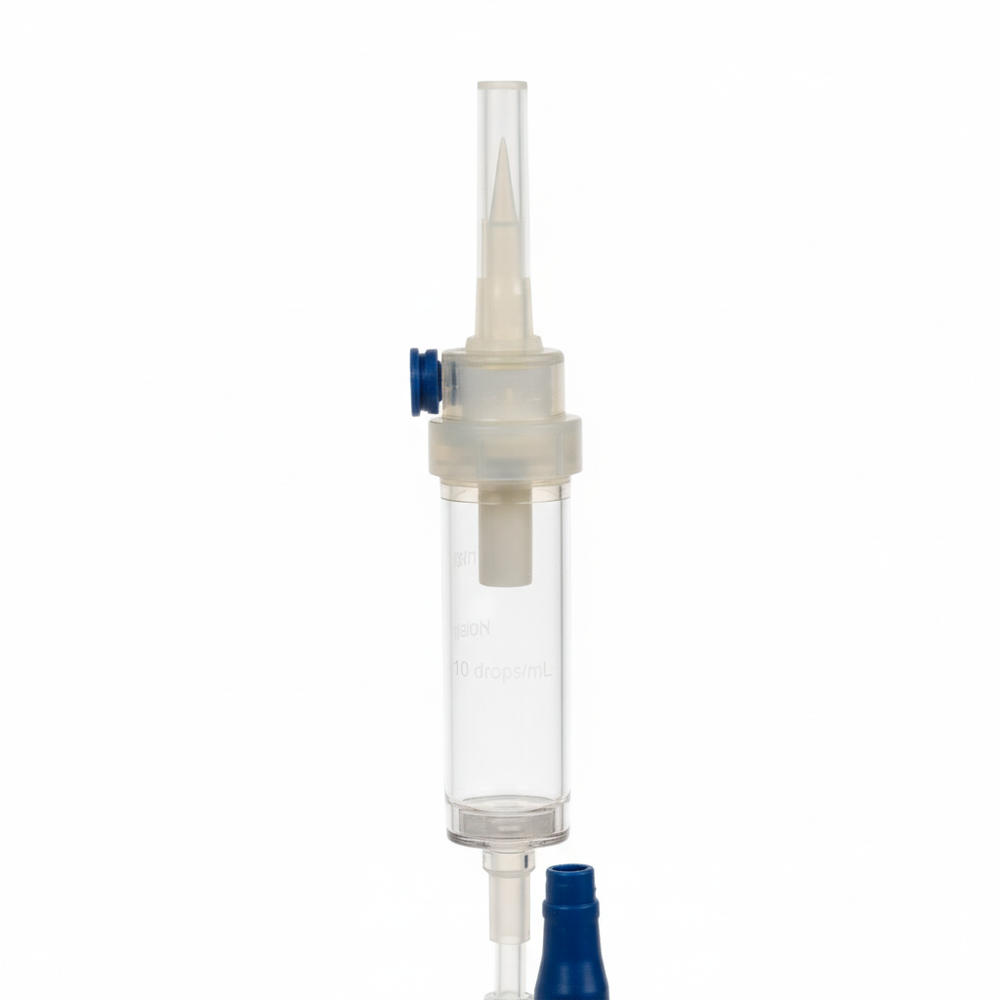 Drip chamber and spike detail