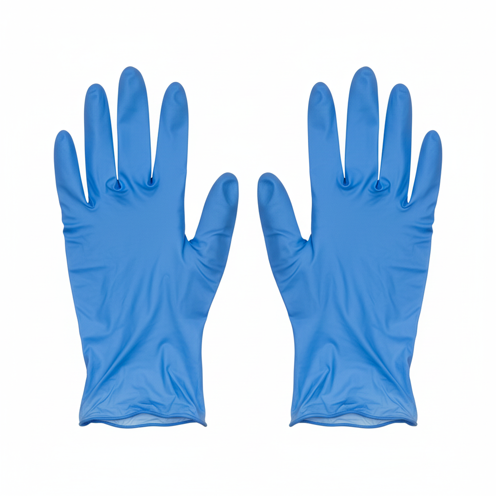 Flat lay pair of gloves