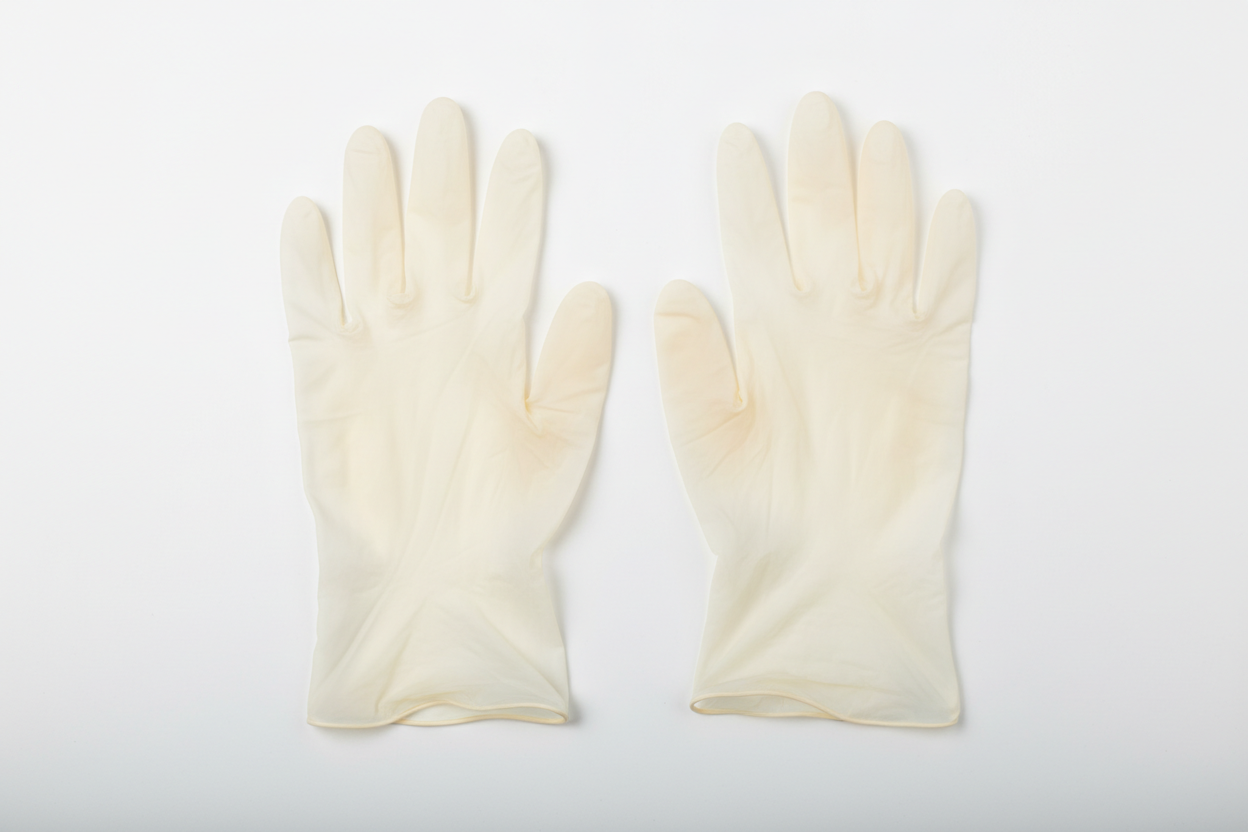 Flat lay pair of gloves