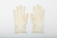 Flat lay pair of gloves