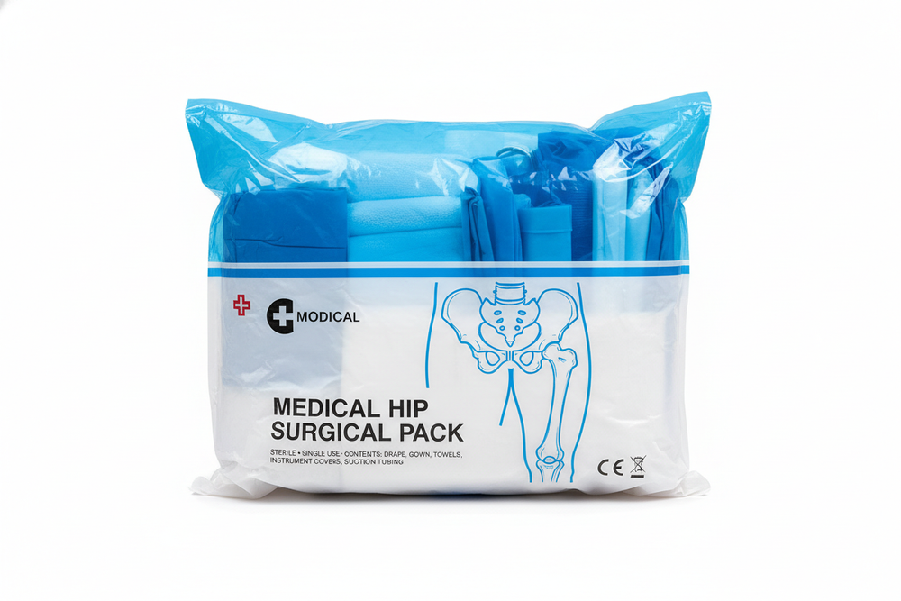 Front view of hip surgical pack