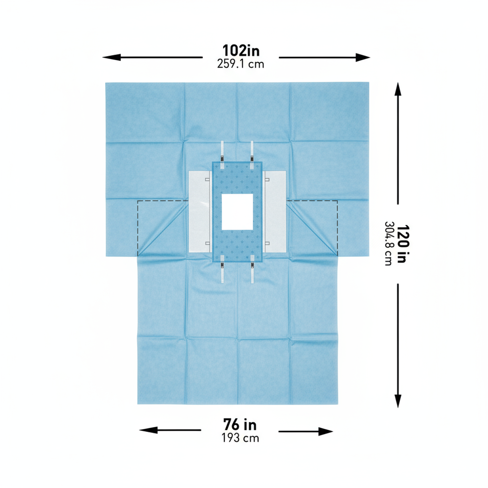 Full drape showing 12x13 inch fenestration