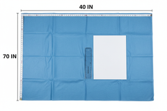 Fully unfolded drape showing 40x70 dimensions