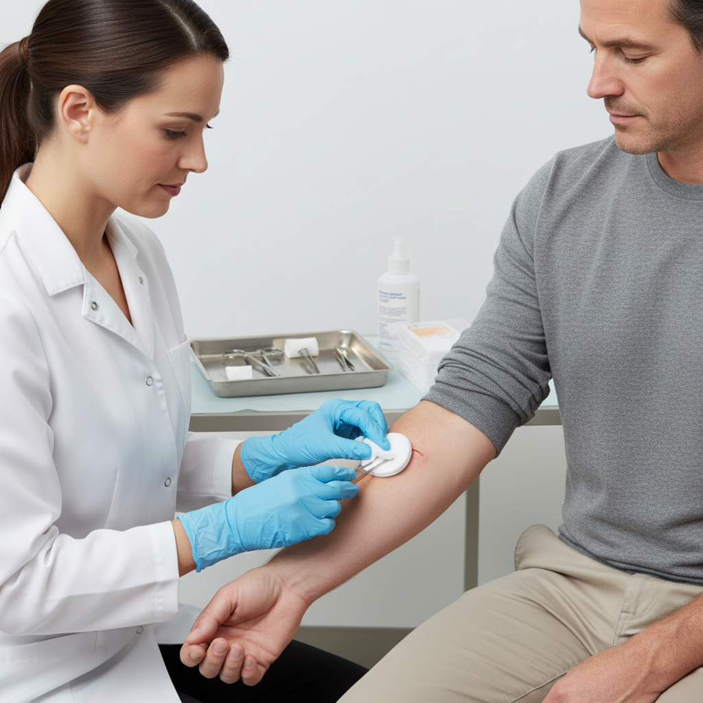 Gauze being used for wound care