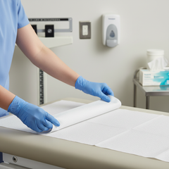 Hands placing liner on surface