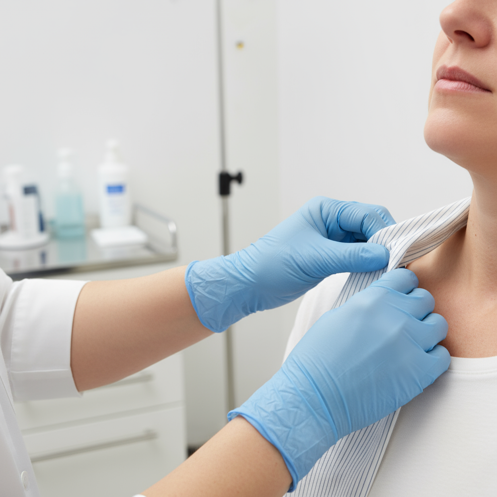 Healthcare professional applying fabric