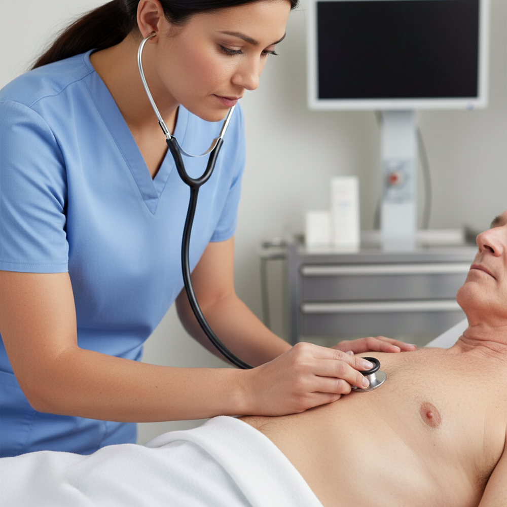 Healthcare professional using stethoscope