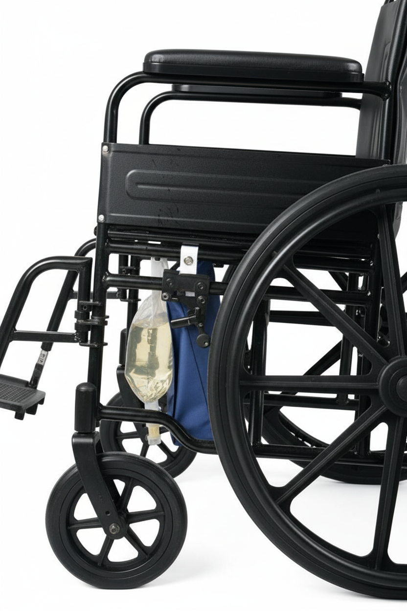 Holder attached to wheelchair frame
