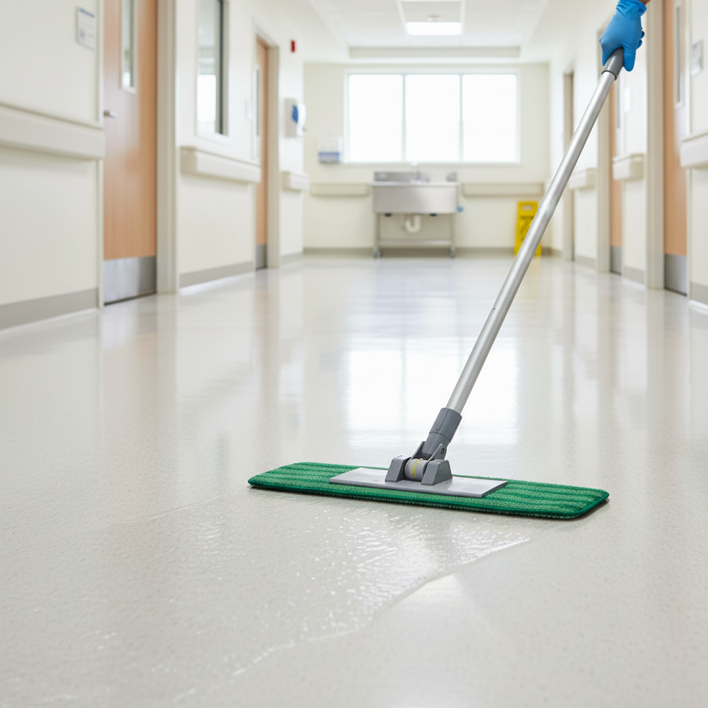 Mop head in use on hospital floor