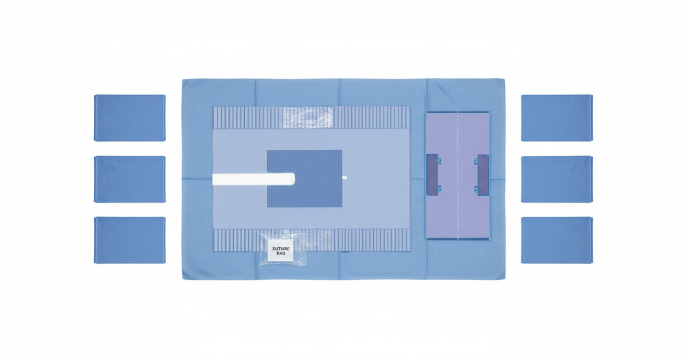 Top-down view of surgical pack components