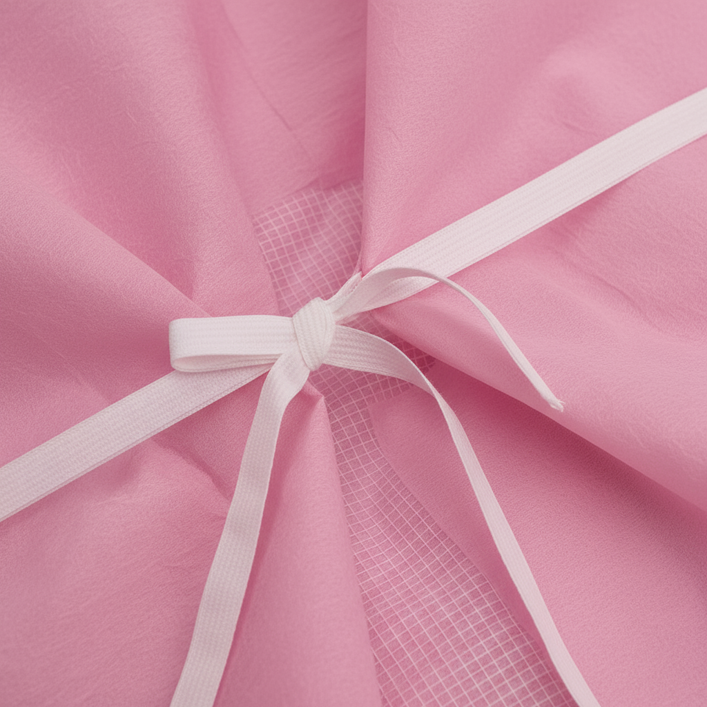 Close-up detail of gown material