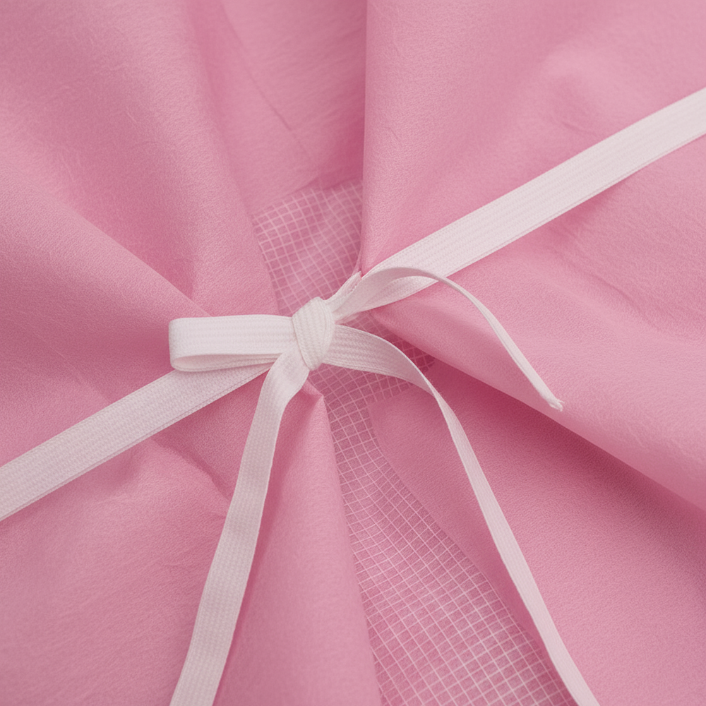 Close-up detail of gown material