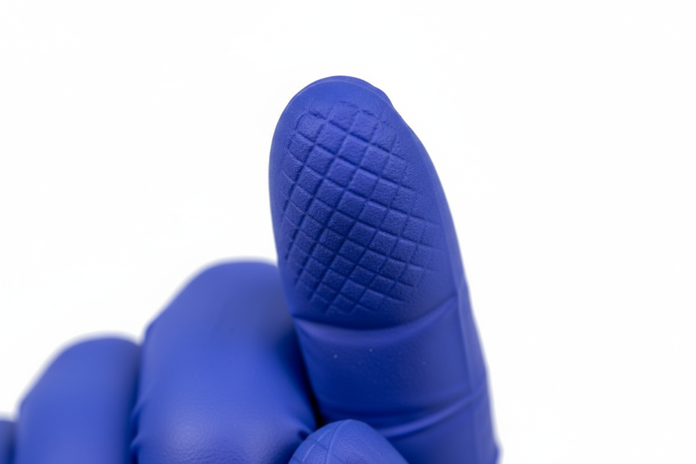 Close-up detail of textured fingertip grip