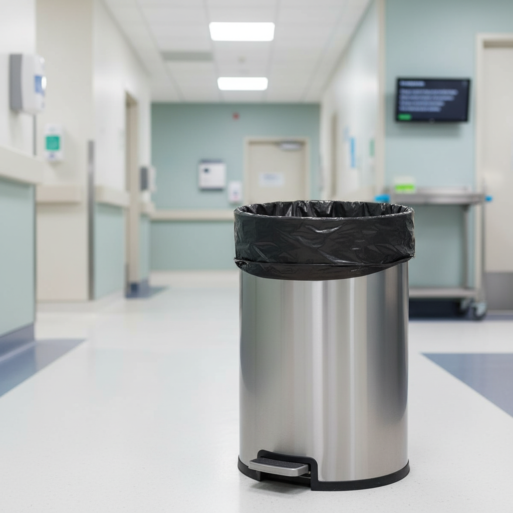 Trash liner in medical waste receptacle
