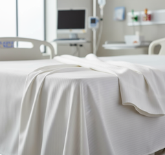 Draped on bed corner