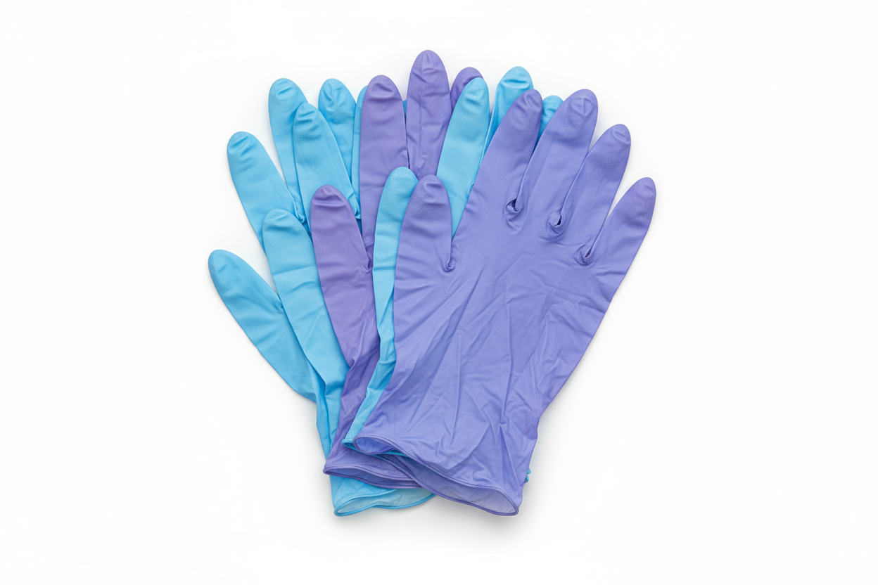 Ice Blue Nitrile Gloves Stack View