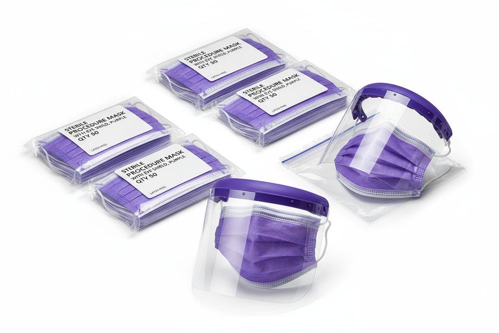 Multiple purple masks showing quantity