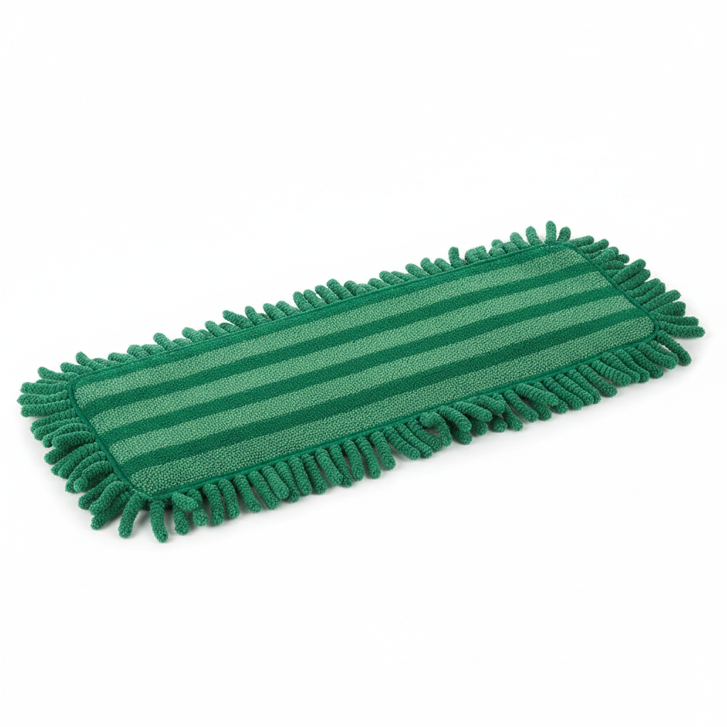 Top-down close-up view of microfiber mop head